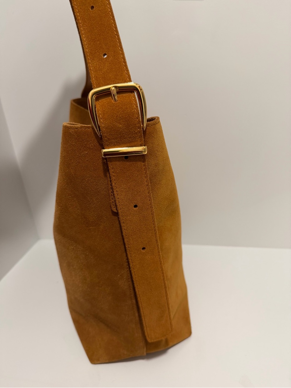 NEW Madewell The Essential Bucket Tote in Dark caramel suede NM988 $198 work bag - Picture 8 of 17